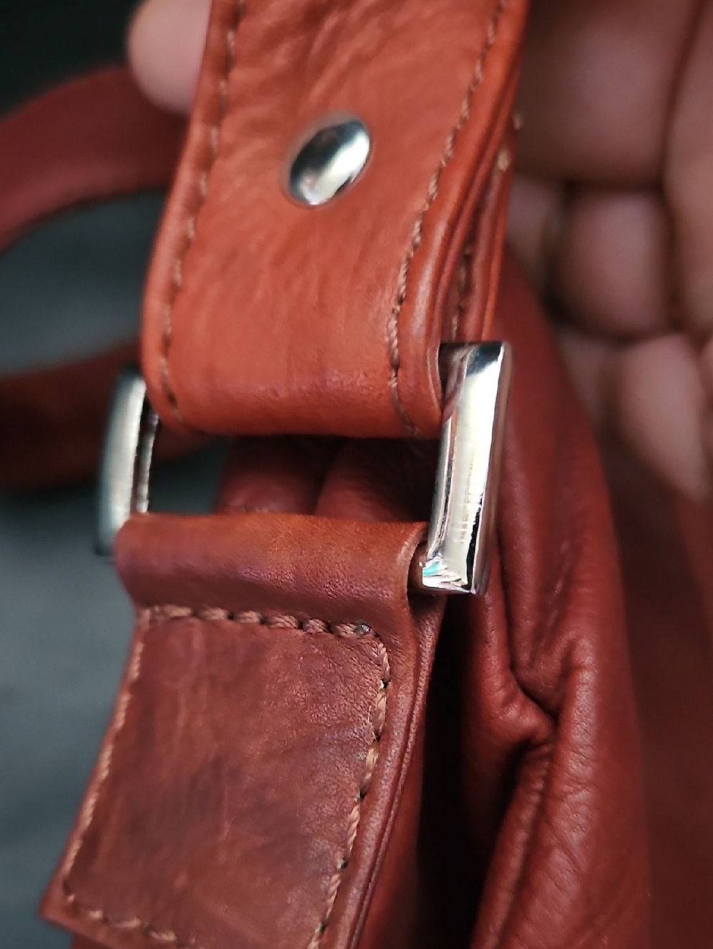 Vera Pelle  Rust 100% Leather  Italian Designer Purse Crossbody Shoulder Bag - Picture 4 of 13